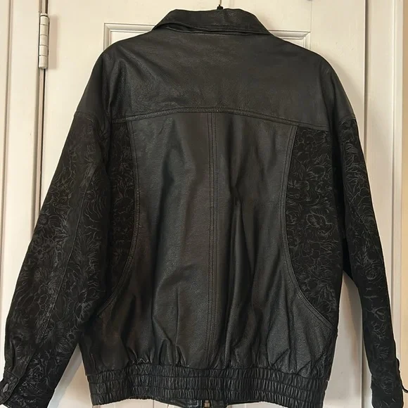Greg Bell black leather jacket with paisley suede panels. - Picture 8 of 13